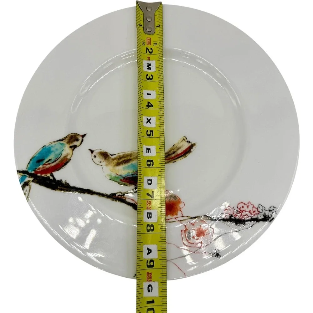 Lenox Chirp Accent Plate 9 Inch‎ Fine Bone China Bird Floral White